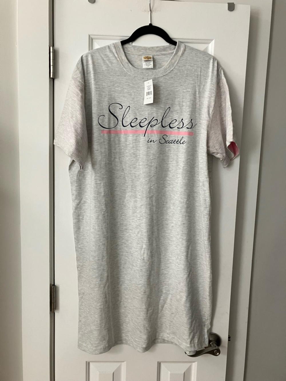 Toast and Jammies Heather Gray Sleepshirt with Pink Accent and Navy Script